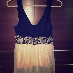White and Black Rose Dress